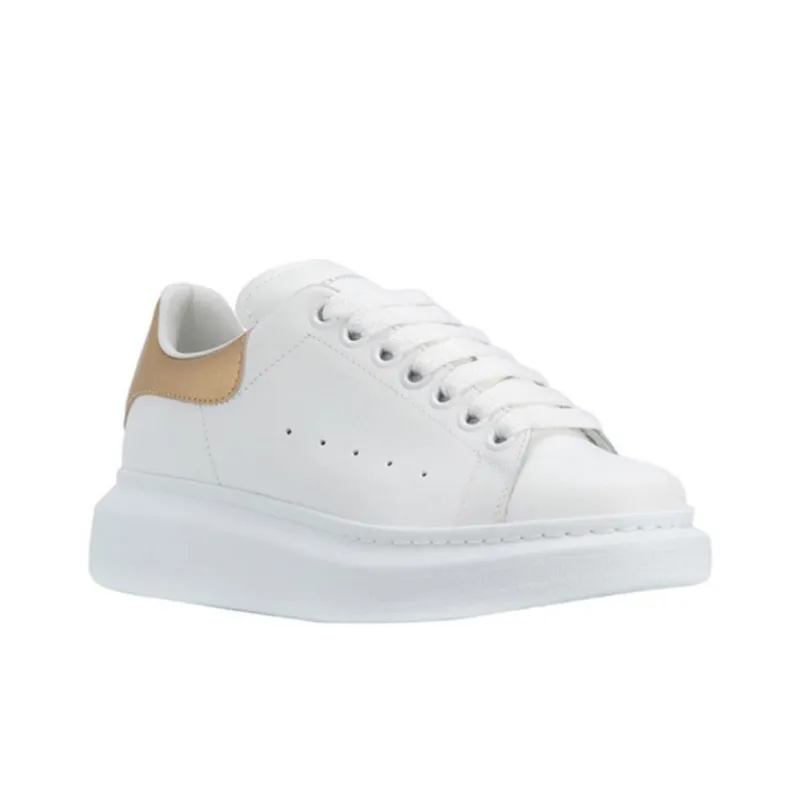 Alexander McQueen Low Top Stylish Skateboarding Shoes Women's Gold-1