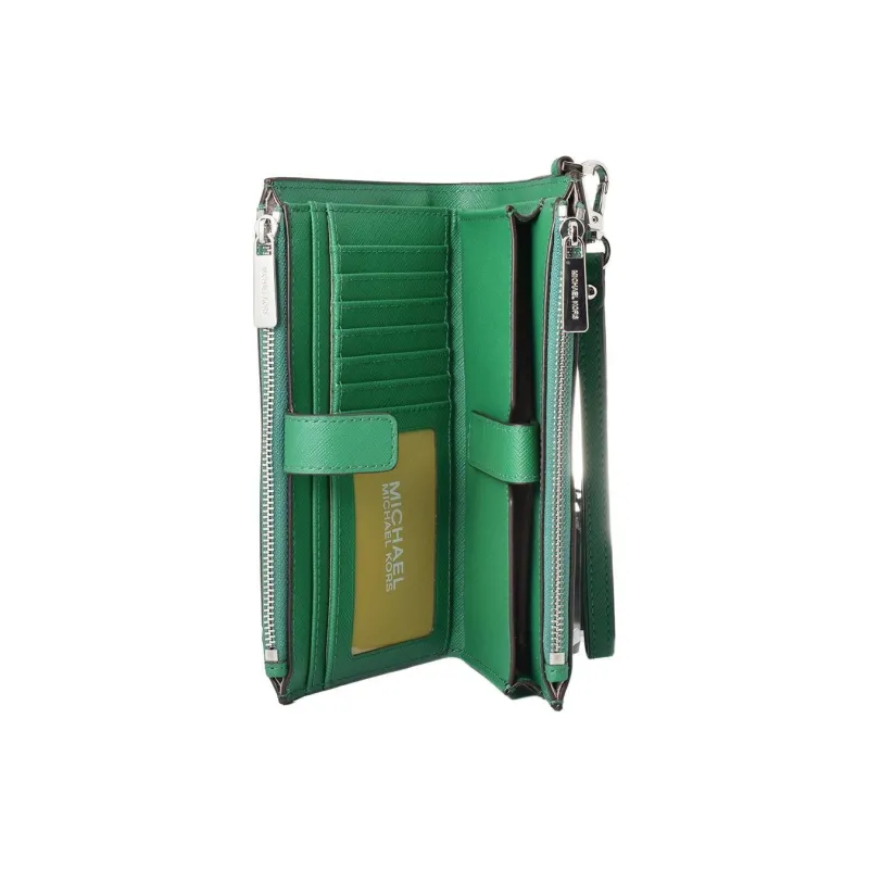 MICHAEL KORS Jet Set Travel Leather Wallet Women's Green-1