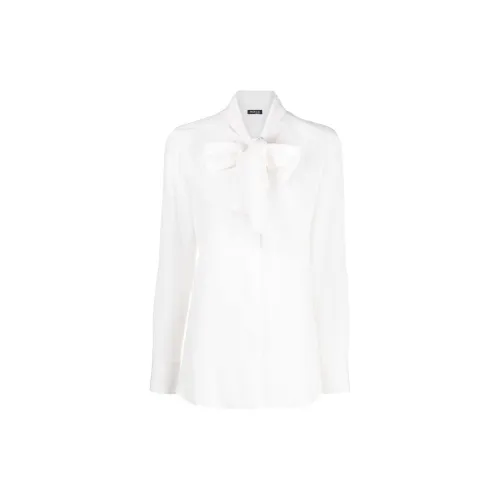 Kiton Pussybow Long-sleeve Silk Blouse