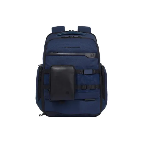 PIQUADRO Leather Laptop Computer Backpack Unisex Blue
