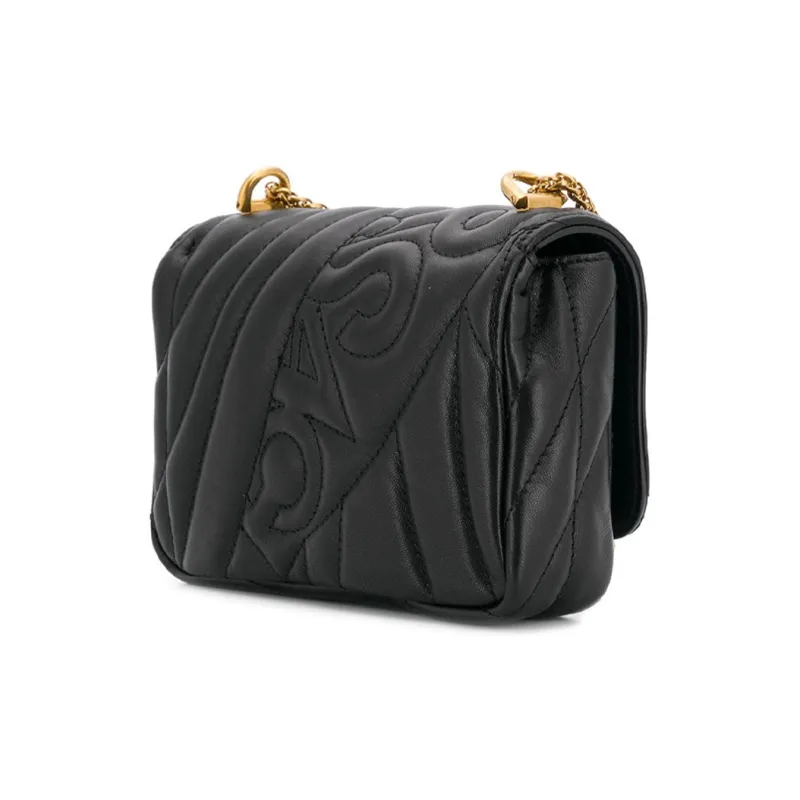 VERSACE Quilting Leather Shoulder Bag Women's Black-2