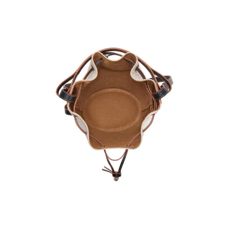 LOEWE BalloonAnagram Linen And Cow Leather Bucket Bag Handbag Crossbody Bag Shoulder Bag Women's Black-3