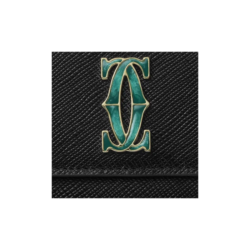 CARTIER Calfskin Wallet Mini Women's Black-3