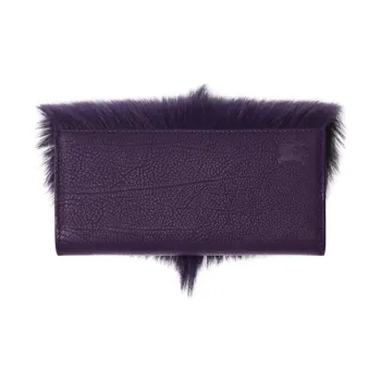 Burberry Textured Calfskin Wallet Regular Women's Ribbon Purple