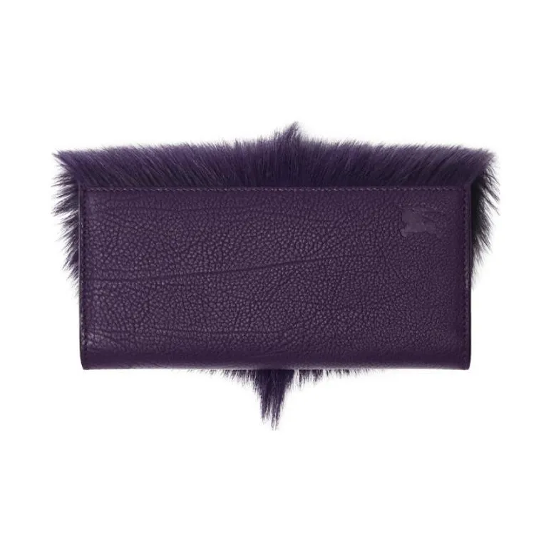 Burberry Textured Calfskin Wallet Regular Women's Ribbon Purple-0
