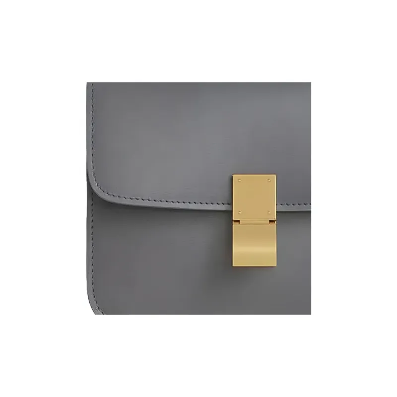 CELINE Classic Bo Polished Cow Leather Square Bag Crossbody Bag Shoulder Bag Women's Light Charcoal Gray-4