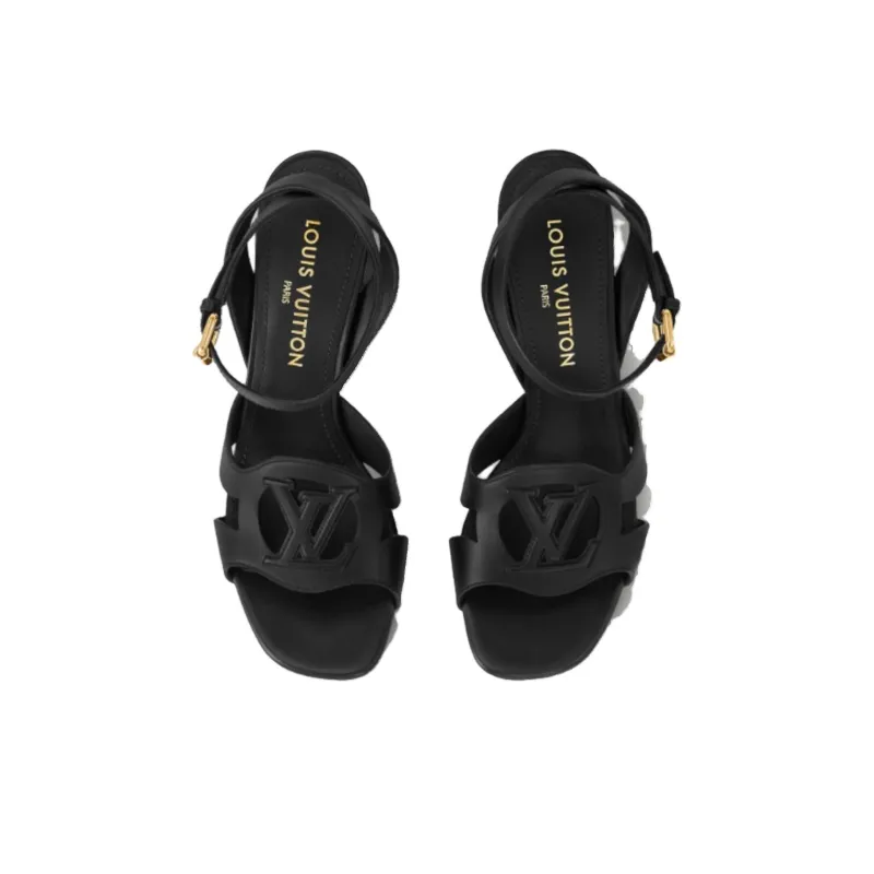 LOUIS VUITTON Isola Strap Sandals 8.5cm Women's Black-3