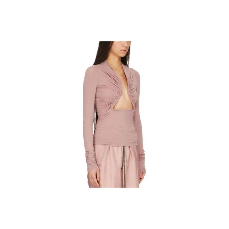 RICK OWENS Long Sleeve Prong T Shirt 'Dusty Pink'-5