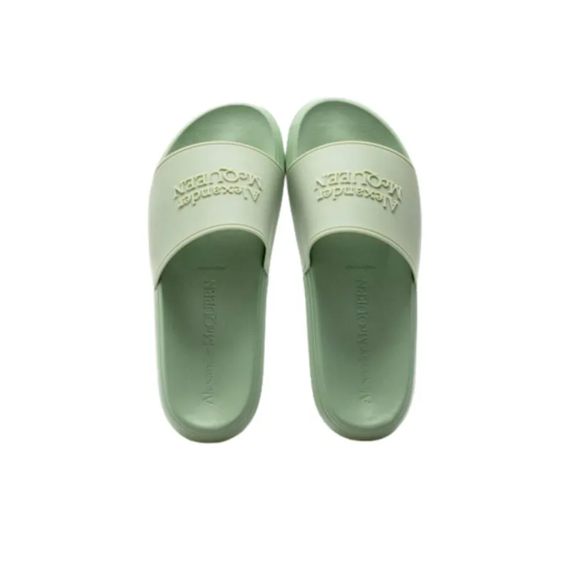 Alexander McQueen Logo Slides Green Women's-3