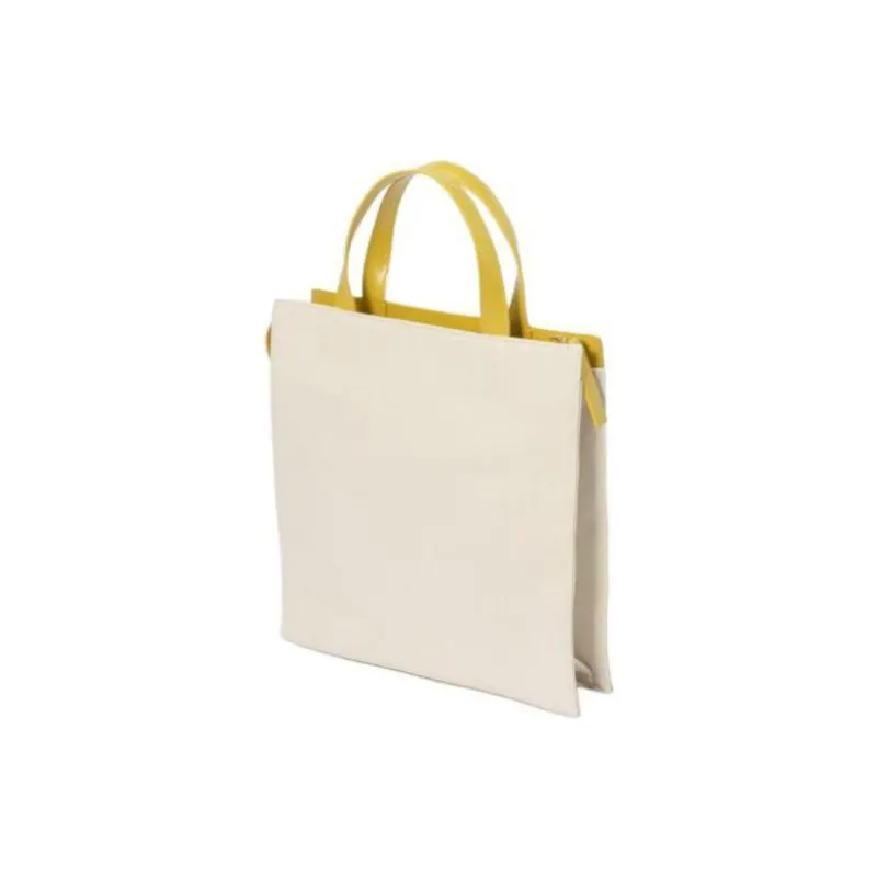 MARNI Cotton With Leather Tote Bag, Shopping Bag, Handbag Trumpets Women's Yellow-2