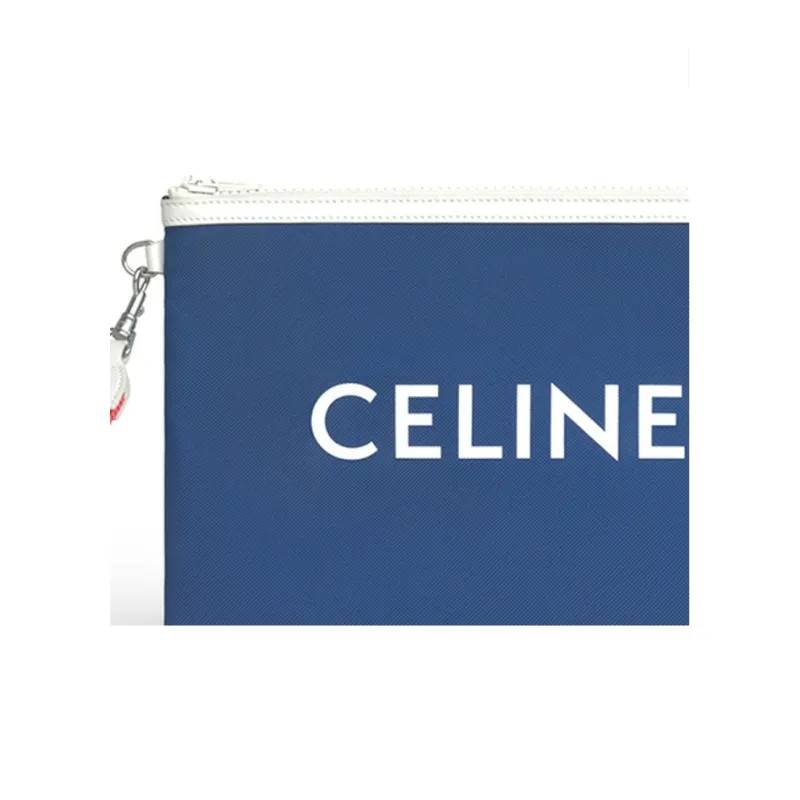 CELINE Polyamide With Cow Leather Clutch Small Size Men's Bright Blue & Red-4