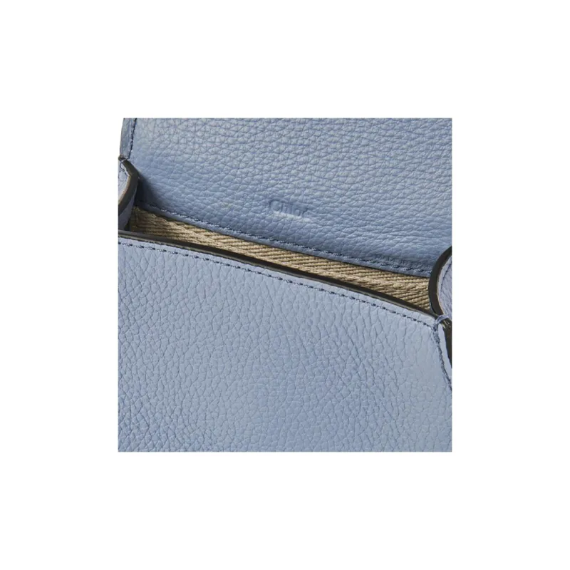 Chloe Marcie Brass And Grain Calfskin Saddle Bag Shoulder Bag, Crossbody Bag Extra Mini Women's Blue-2