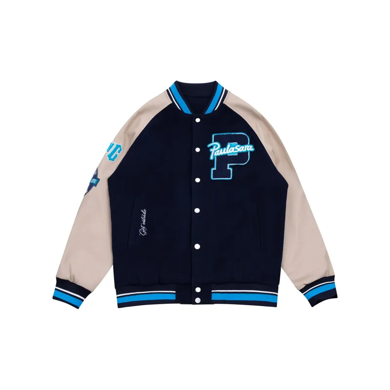 PAULASARA Baseball Jacket Unisex Navy Blue-1