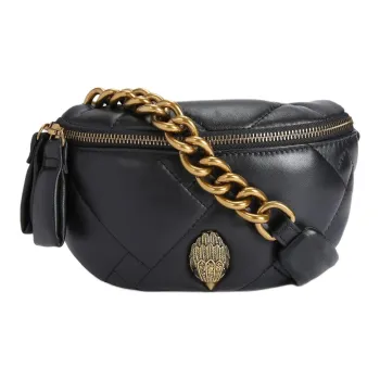 Kurt Geiger London Pebble Texture Calfskin One Shoulder Crossbody Fanny Pack Trumpets Women's Black