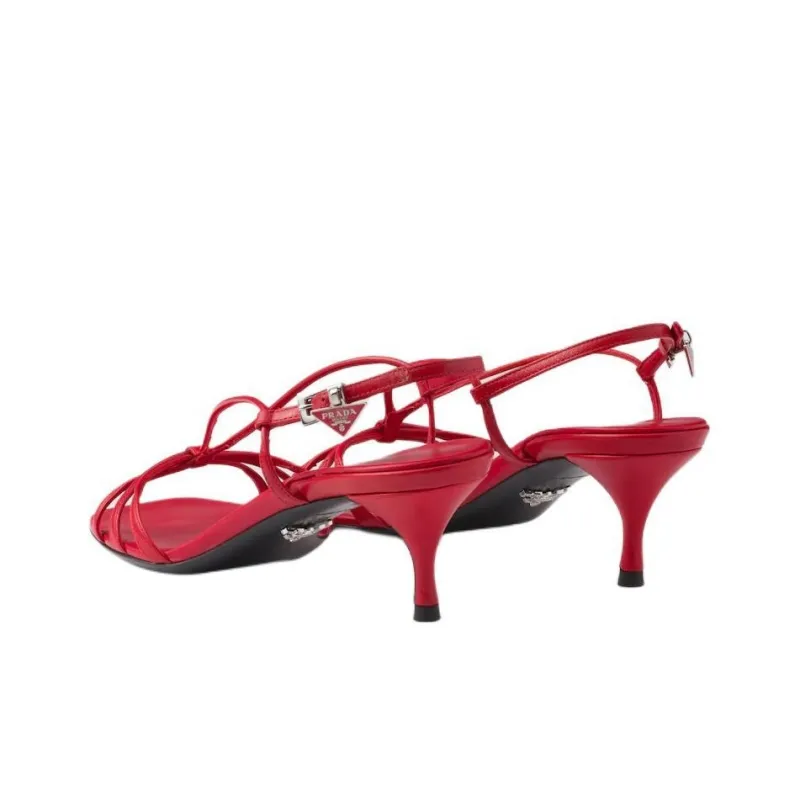 PRADA One Strap Sandals 5.5cm Women's Red-4