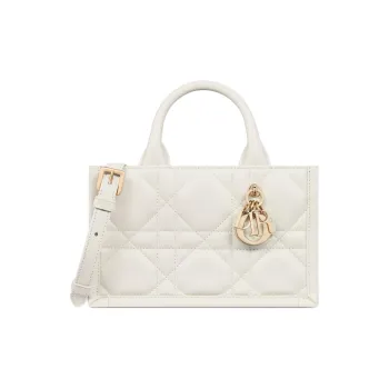 DIOR BookTote Cow Leather Tote Bag Shopping Bag Shoulder Bag Crossbody Bag Handbag Mini Women's Milk White