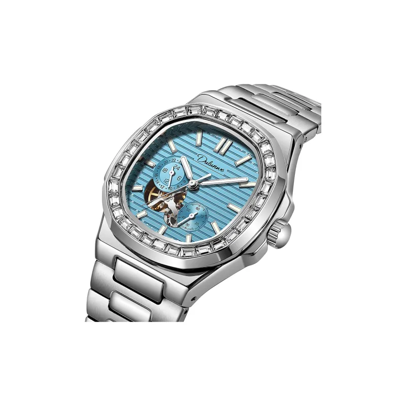 Dulunwe Automatic Mechanical Movement Metal Strap Watch Men's Watches Silver Dial-10