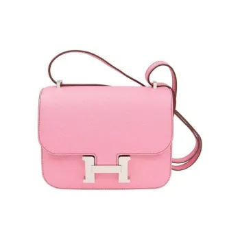 HERMES Constance Epsom Calfskin Kangkang Handheld Shoulder Bag, Crossbody Bag Mini Women's 5P Pink