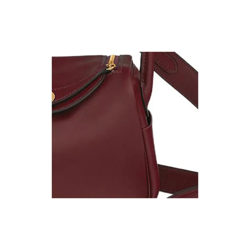 HERMES Lindy Swift Calfskin Handbag Shoulder Bag Crossbody Bag Mini Women's 55 Rouge H Hermès Red-3