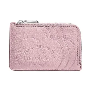 TIFFANY & CO. Return To Tiffany Collection Taurillon Leather Card Holder Women's Crystal Pink
