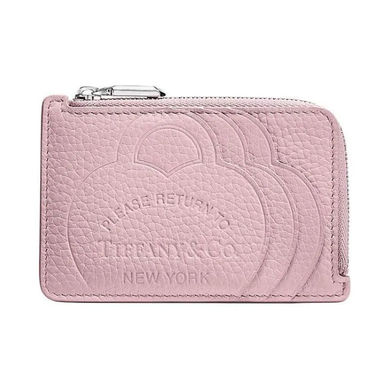 TIFFANY & CO. Return To Tiffany Collection Taurillon Leather Card Holder Women's Crystal Pink-0