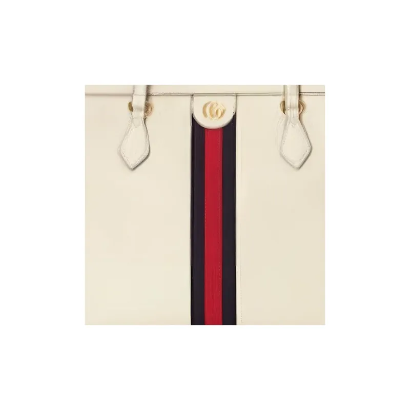 GUCCI Leather Tote Bag Shopping Bag Shoulder Bag Handbag Women's White-1
