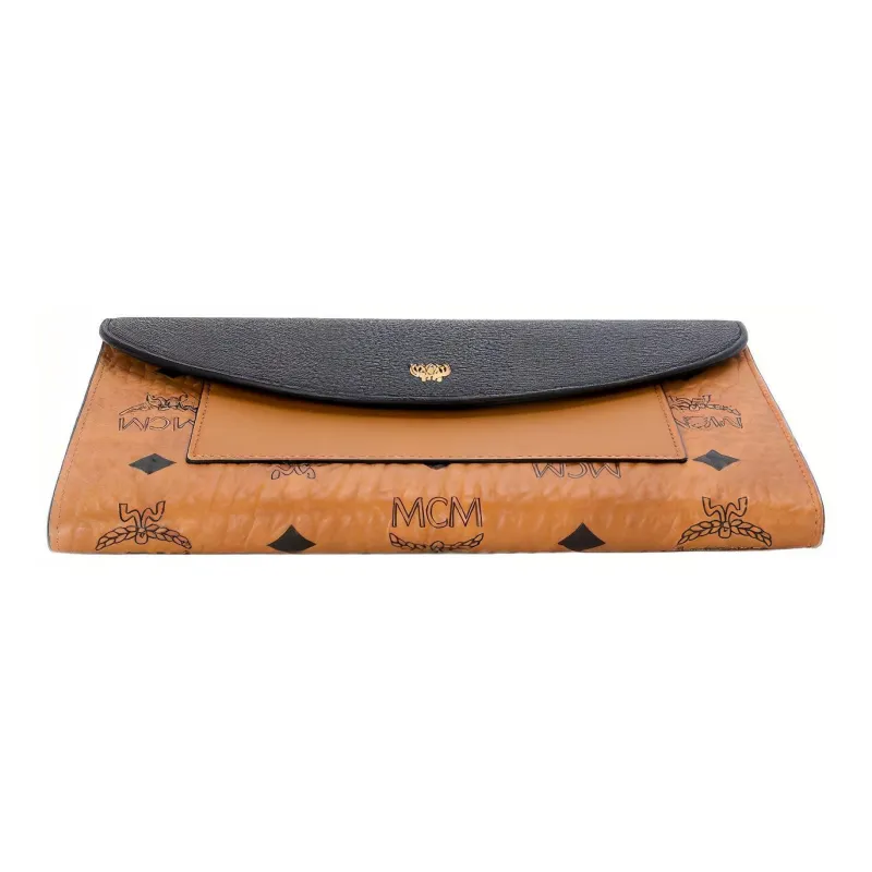 MCM Flap Wallet With Pouch Visetos Cognac/Black-2