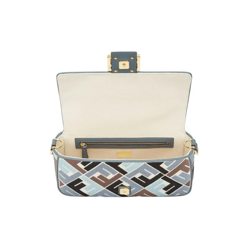 FENDI Baguette Canvas Shoulder Bag, Crossbody Bag, Handbag Medium Size Women's Multicolor-3