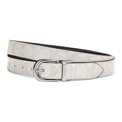 COACH Double-Sided Design Pin Buckle Leather Belts Women's White Width: 2.5CM