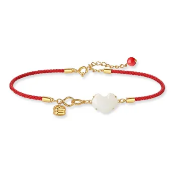 Fu Ru Ji Hetian Jade S999 Silver Anklet Women's Pale Greenish White Jade