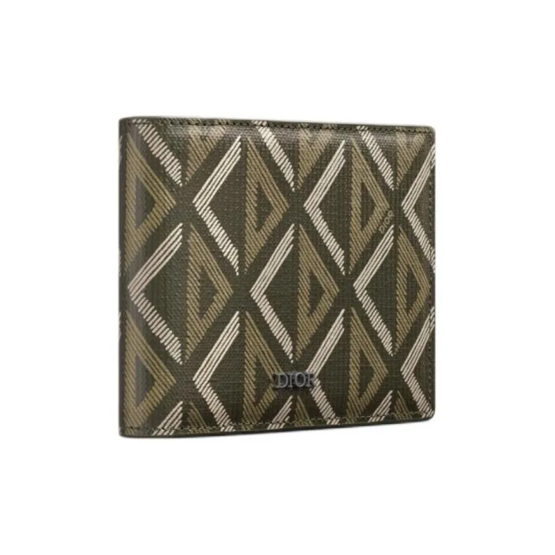 DIOR CD Diamond Smooth Calf Leather Wallet Men's Khaki-1