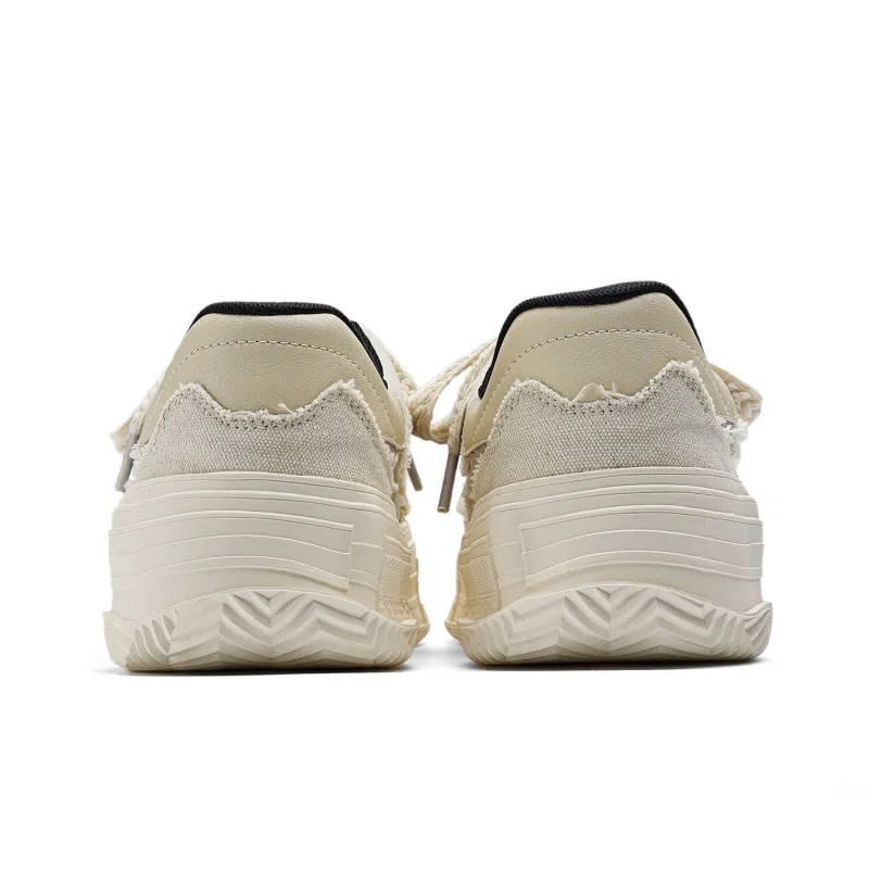 Fang Sanhuo Breathable Height Increasing Low Top Canvas Shoes Unisex White-5