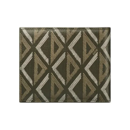 DIOR CD Diamond Smooth Calf Leather Wallet Men's Khaki