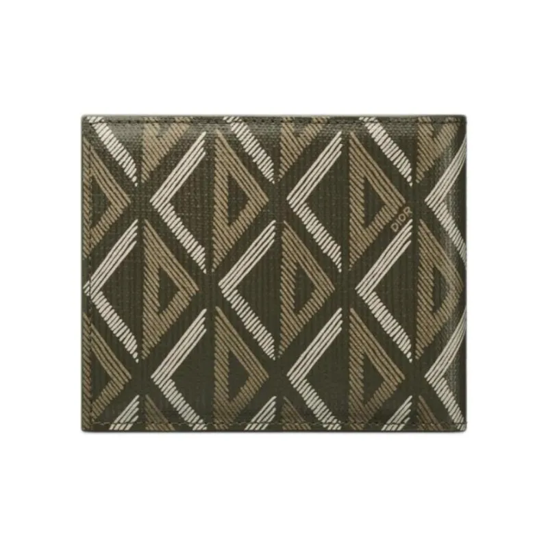 DIOR CD Diamond Smooth Calf Leather Wallet Men's Khaki-0