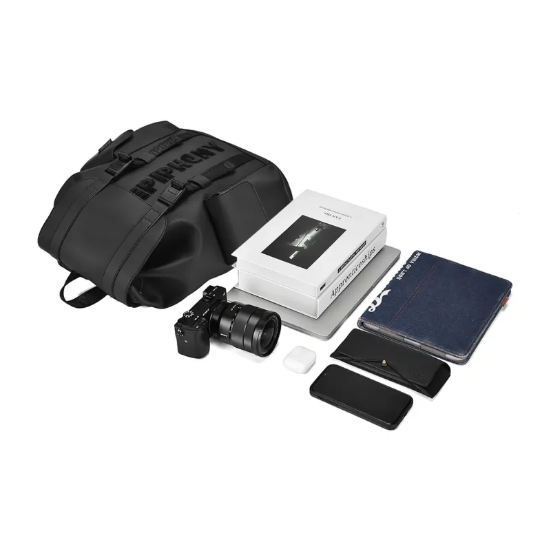 EPIPHQNY PU Backpack Laptop Bag Travel Bag Tubas Men's Black-3
