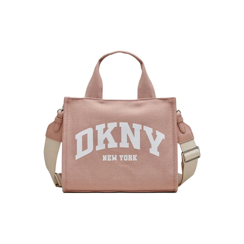 DKNY 100% Cotton Tote Bag Shopping Bag Shoulder Bag Crossbody Bag Handbag Small Size Women's Pink-0