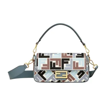 FENDI Baguette Canvas Shoulder Bag, Crossbody Bag, Handbag Medium Size Women's Multicolor