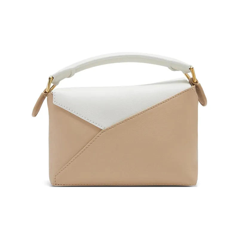 LOEWE Puzzle Cow Leather Crossbody Bag Shoulder Bag Mini Women's Soft White & Beige-4