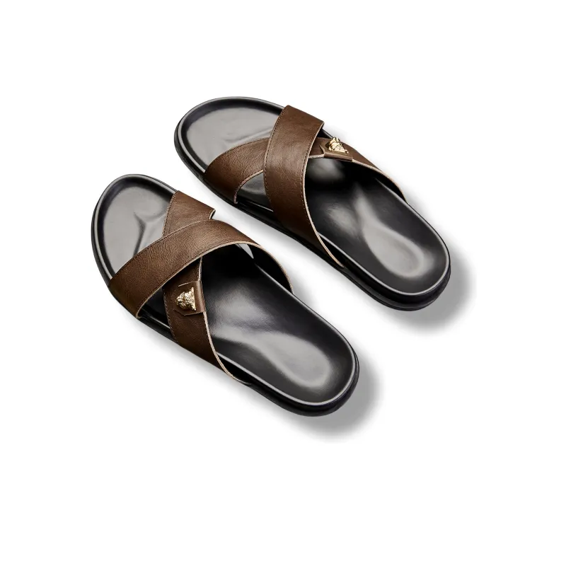 Brounvanm EVA Slip Resistant Odor Resistant Slide Slippers Men's Brown-2