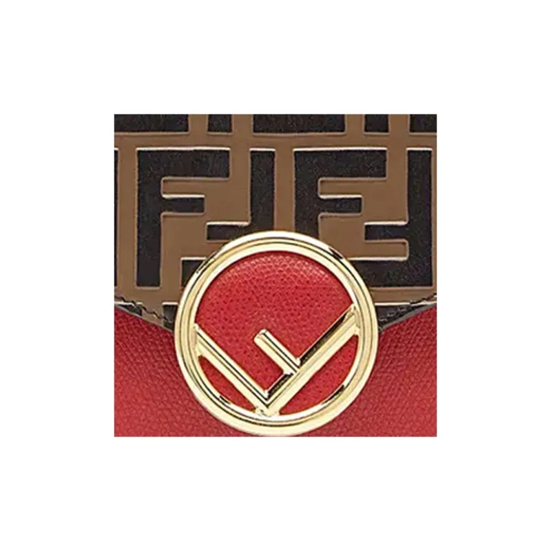 FENDI F Is Fendi Multicolor Calfskin Shoulder Bag Mini Women's Brown/Red-4