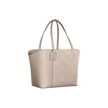 CARTIER C De Cartier Collection Calfskin Tote Bag Shopping Bag Shoulder Bag Handbag Unisex Beige