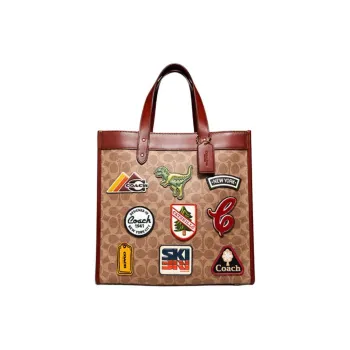 COACH Field Canvas With Leather Tote Bag Shopping Bag Crossbody Bags Handbags Large Size Unisex Brown & Monogram