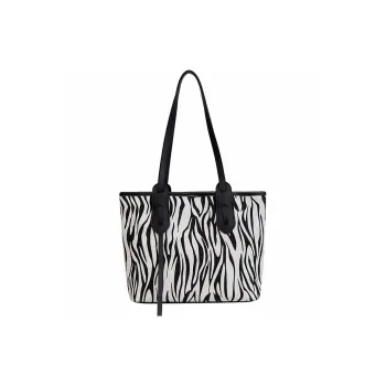 GKY Canvas Bag, Tote Bag, Shopping Bag, Handbag, Shoulder Bag Unisex Black White/White Green