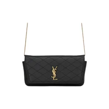 SAINT LAURENT GABY Sheepskin One Shoulder Crossbody Cell Phone Pouch Regular Women's Black