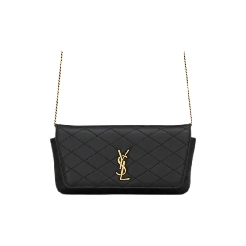 SAINT LAURENT GABY Sheepskin One Shoulder Crossbody Cell Phone Pouch Regular Women's Black-0