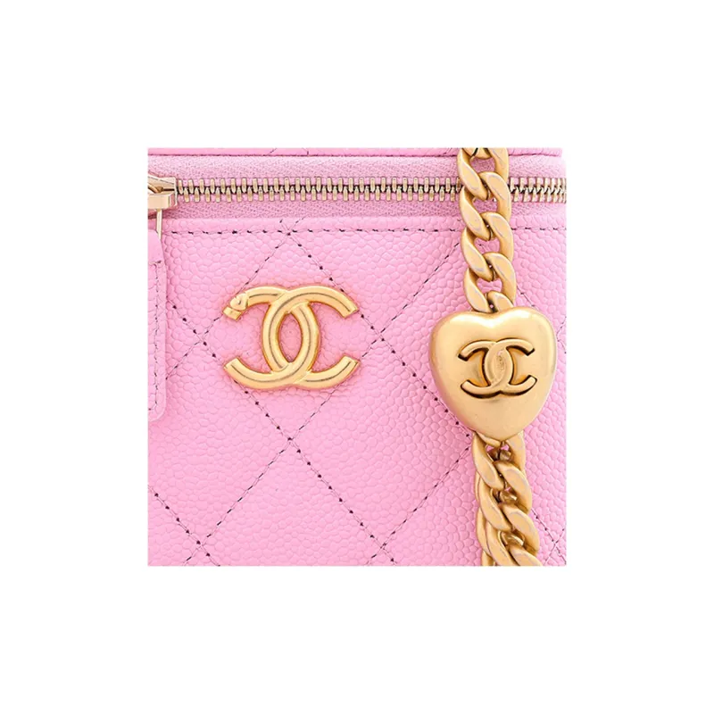CHANEL 23P SS Grain Embossed Cow Leather Box Bag, Handheld Bag, Shoulder Bag, Crossbody Bag Trumpets Women's Pink-4