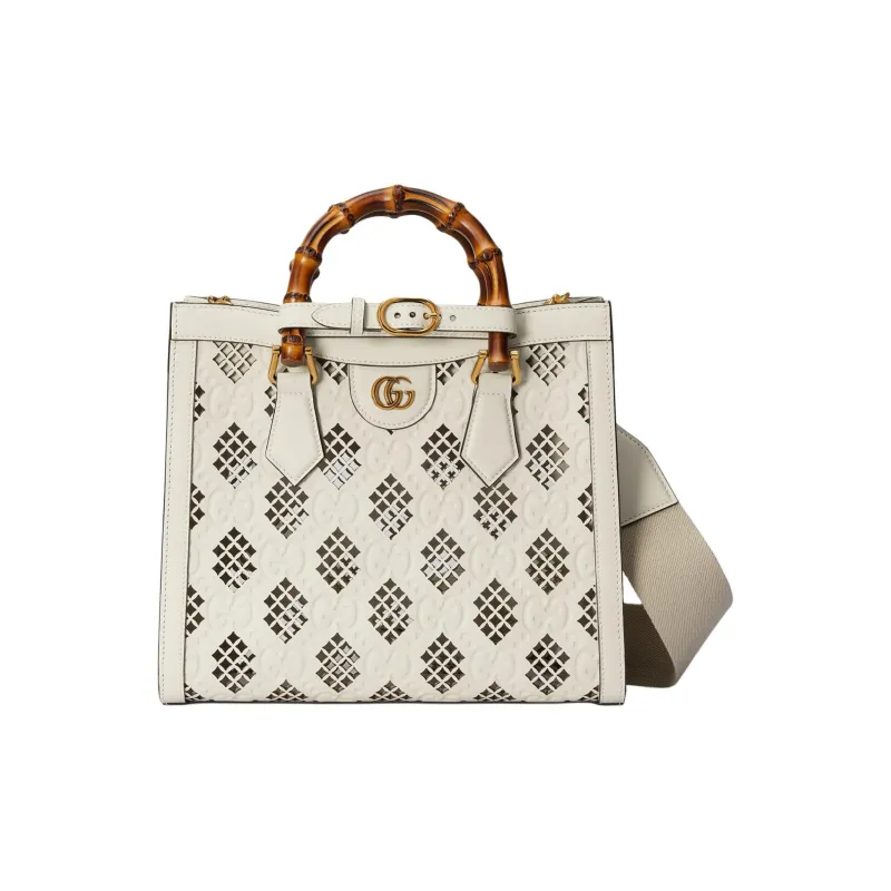 GUCCI Diana Leather Tote Bag Shopping Bag Shoulder Bag Crossbody Bag Handbag Small Size Women's Ecru-2