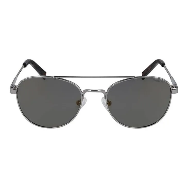 NAUTICA Plate Frame Aviator Sunglasses Men's Gray-1
