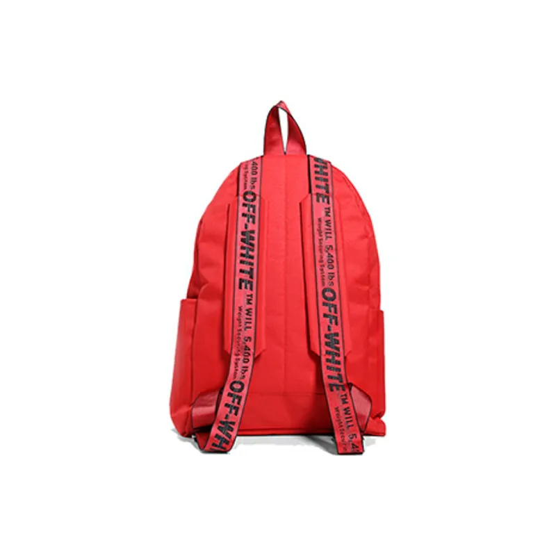 OFF WHITE Polyester Backpack Unisex Red-2