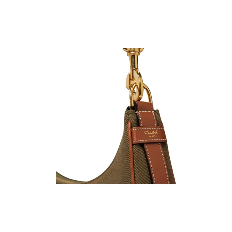 CELINE TriompheAVA Canvas With Leather Shoulder Bag, Handbag, Shoulder Bag Women's Olive Green-4